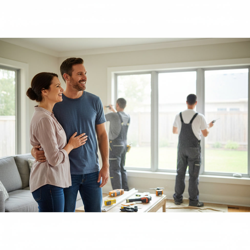 Handyman repairing door hardware in Idalou home interior