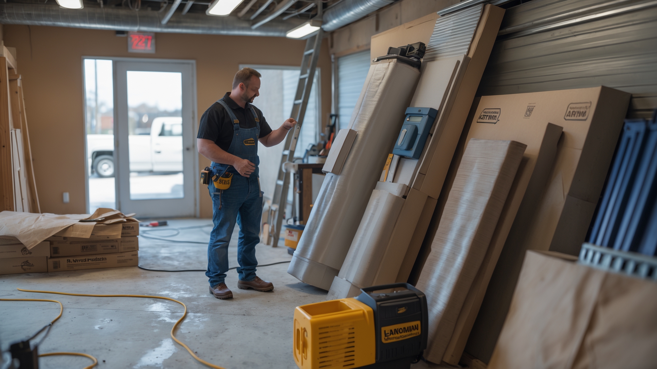 New high-efficiency furnace installation in progress at Plainview Texas residence