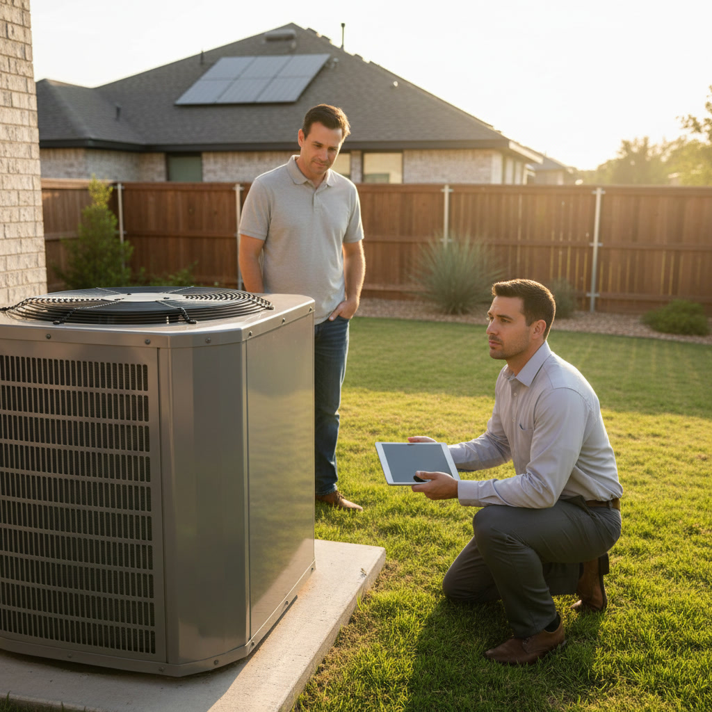 Well-maintained HVAC system in Slaton Texas residential home