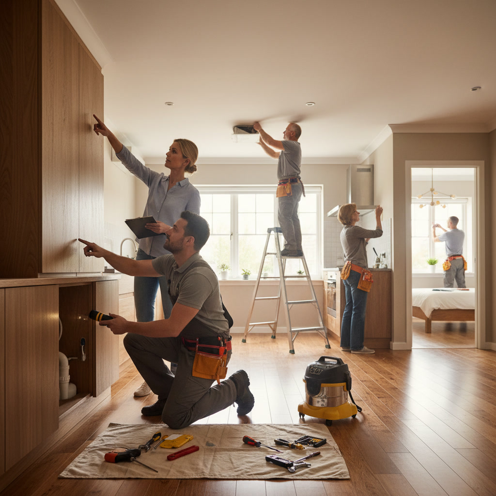 Professional handyman performing whole home maintenance visit